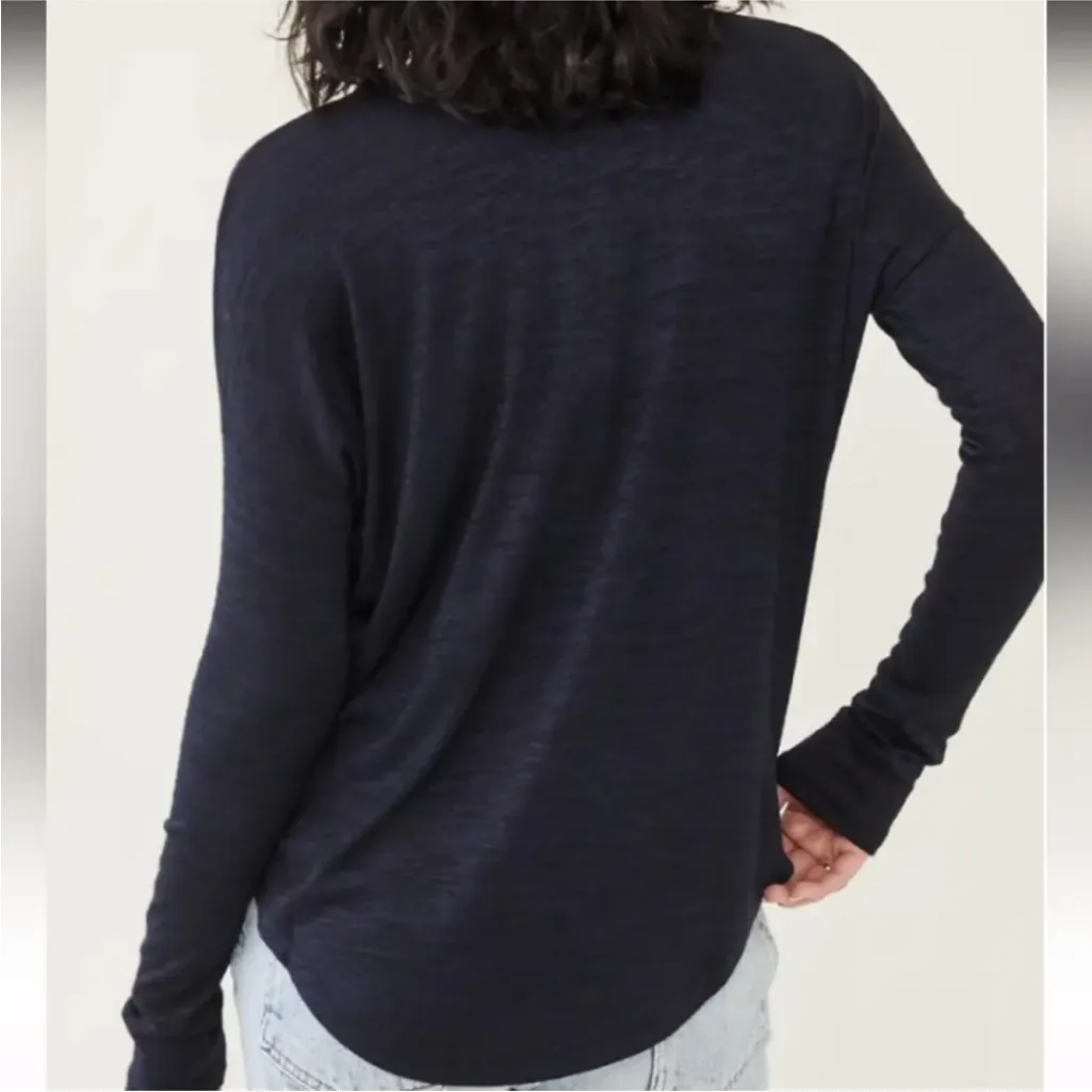 Rag & Bone Hudson Long Sleeve Navy Blue & Black T-Shirt | L - Image 2