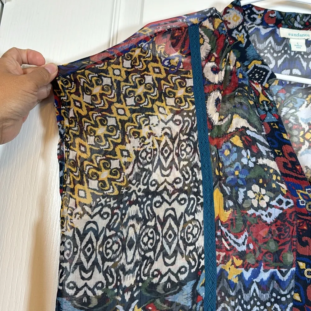 Sundance Dress Trephina Boho Bohemian Mix Print Dress Size Large EUC #VEG-0089 - Image 3
