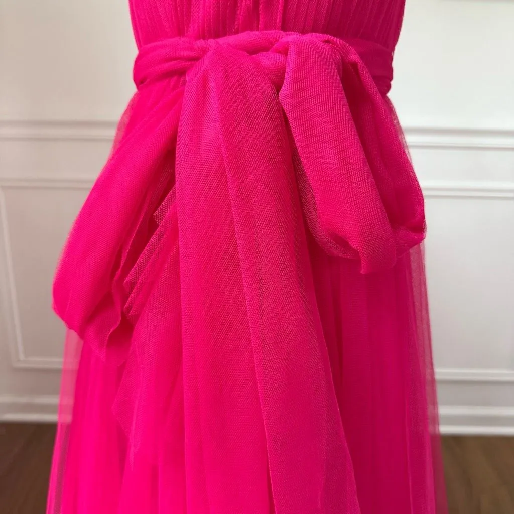 Revelry Hot Pink Tulle Formal Gown Removable Straps $200 4 - Image 9