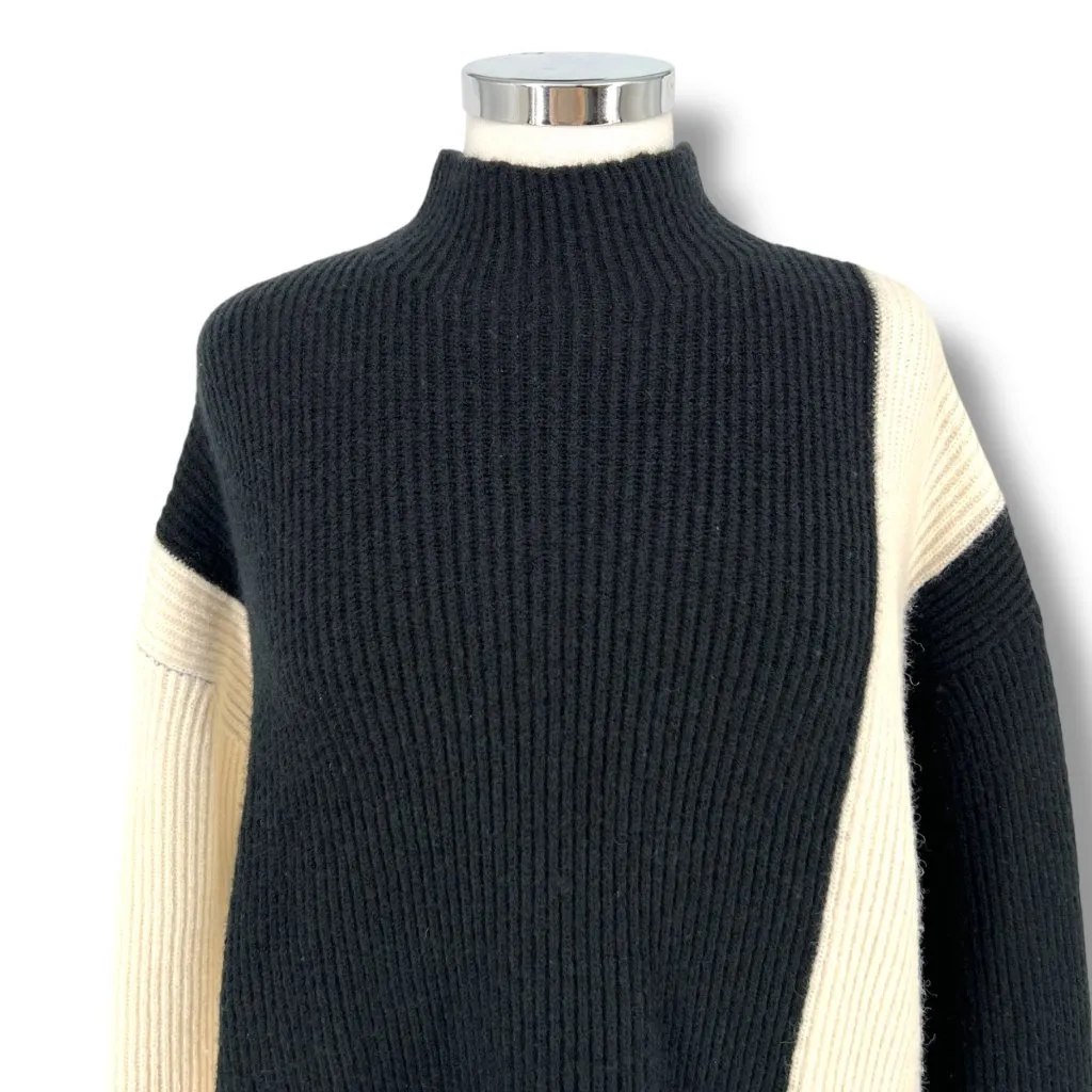 Commense Miss Paris Black White Colorblock Ribbed Knit Sweater Size Small - Image 16