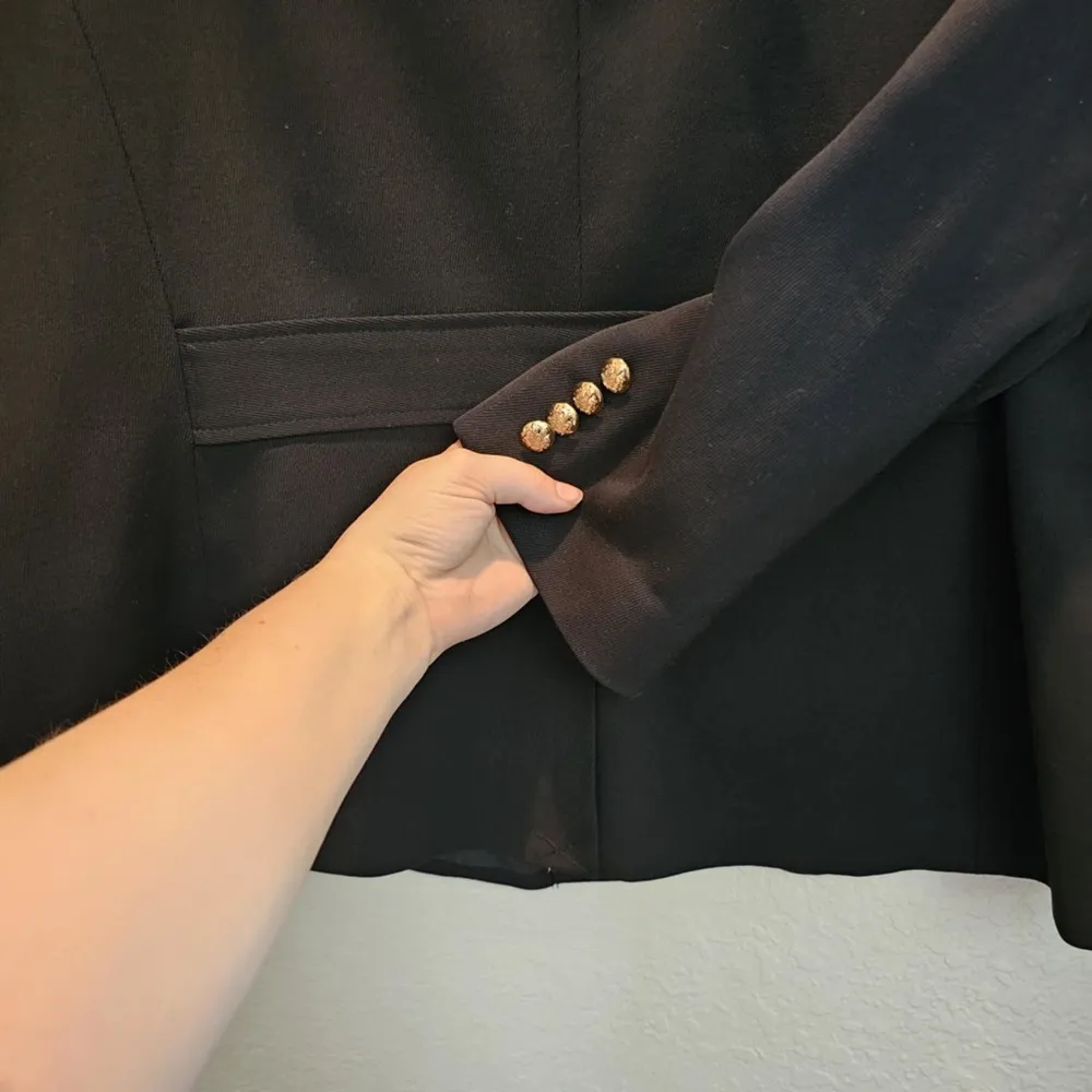 Lauren Ralph Lauren Womens 20W‎ Club Jacket Crest Logo Black Wool Blazer - Image 7