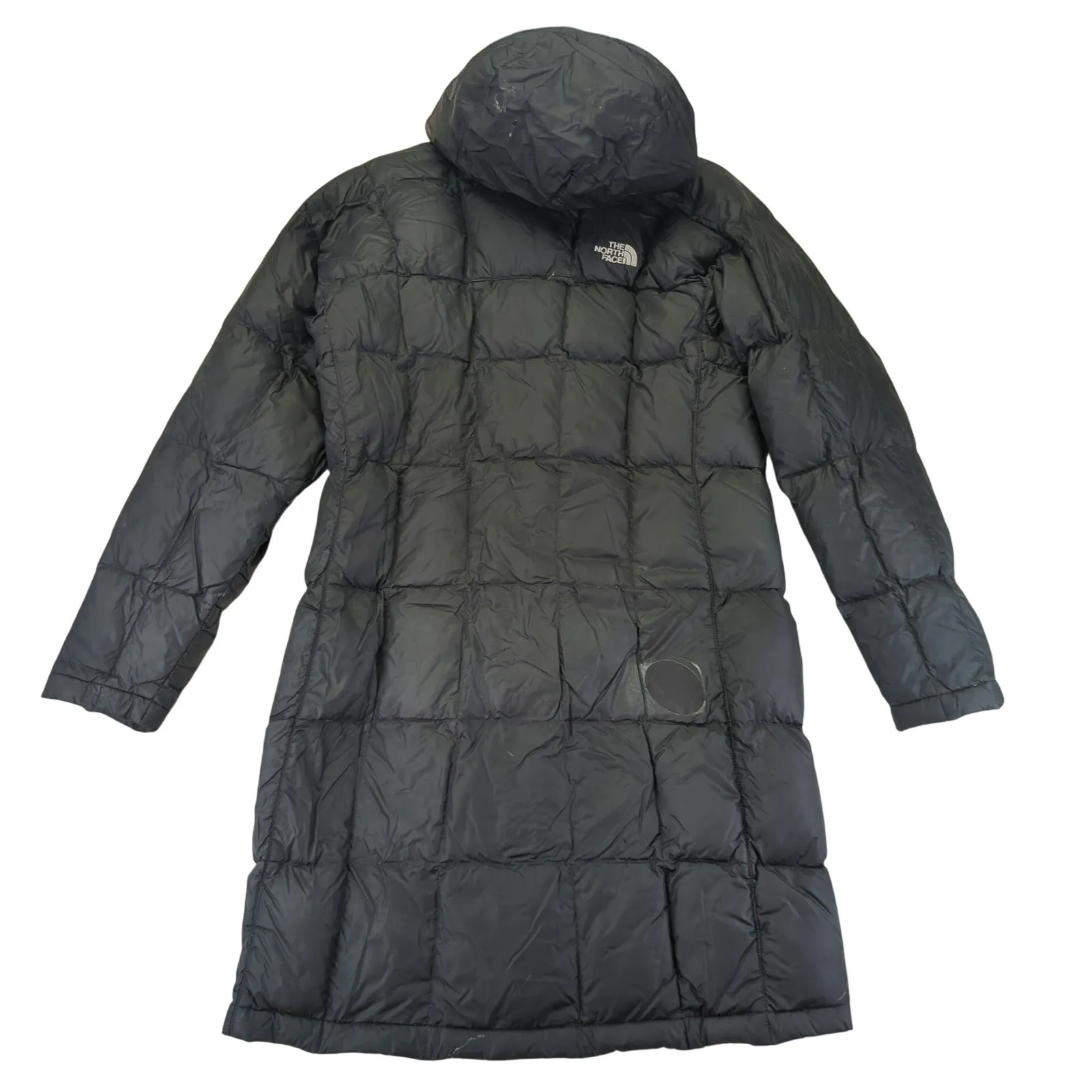 The North Face Women Black 600 Fill Down Parka Jacket Long Coat Size Small PATCH - Image 2