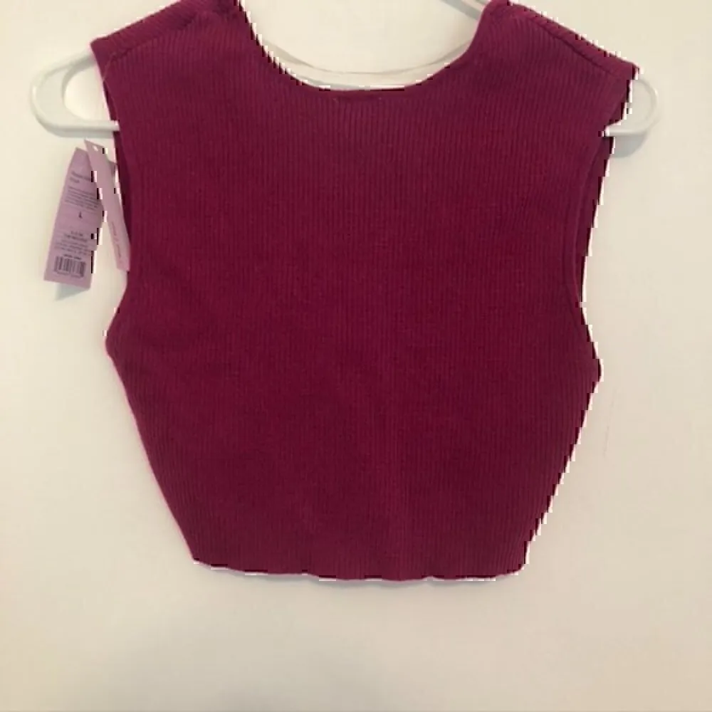 NEW NWT WILD FABLE Ribbed Twist Crop Top Magenta Pink Purple Cropped Y2K Tank - Image 12