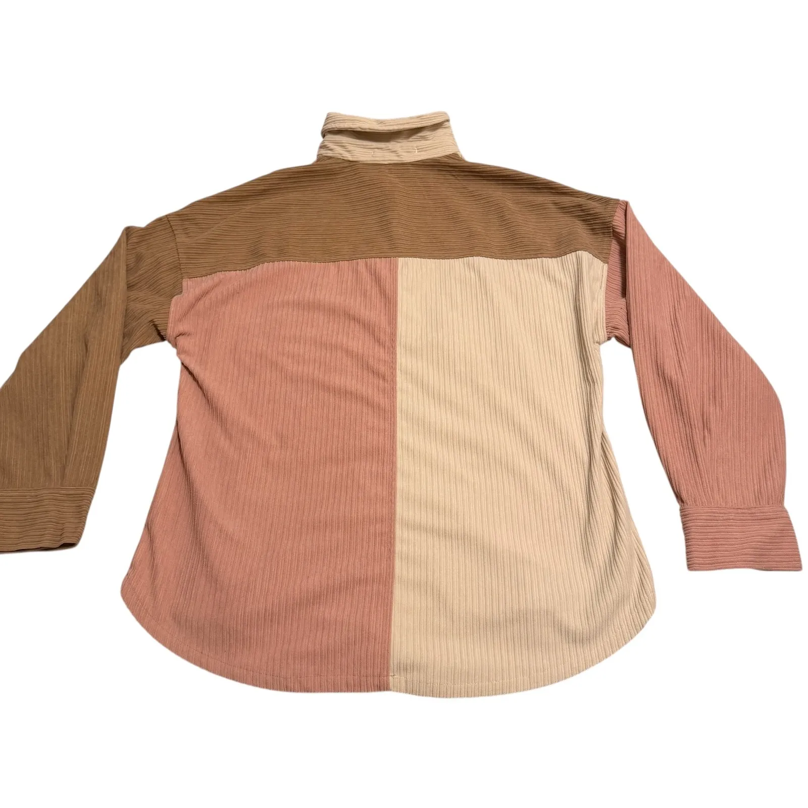Altar'd State Size M Colorblock Corduroy Shacket Jacket Brown Pink Oversized - Image 4