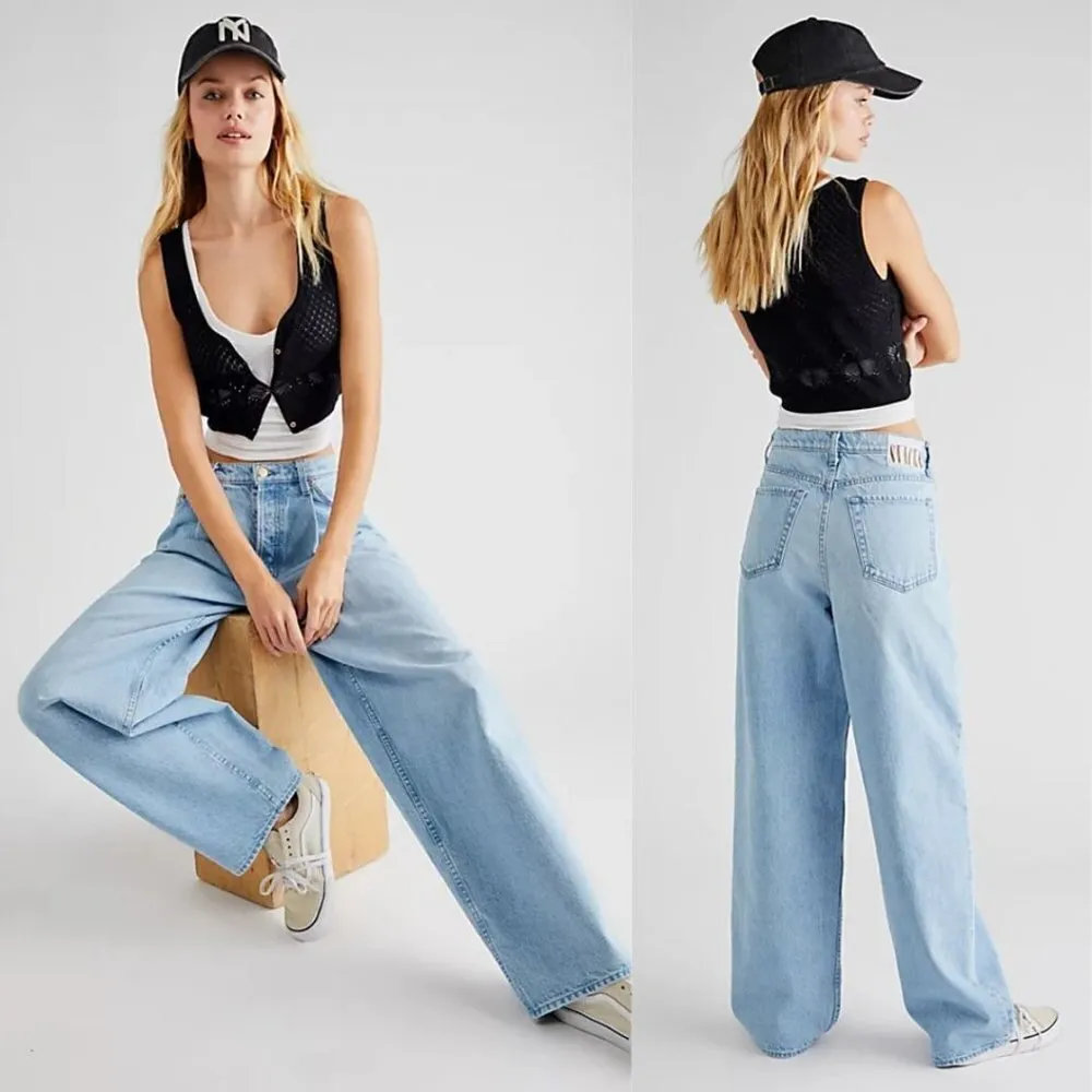 NEW MOTHER SNACKS! Pleated Fun Dip Puddle Jeans Just a Little Nibble Straight Blue Size 28 - Image 6