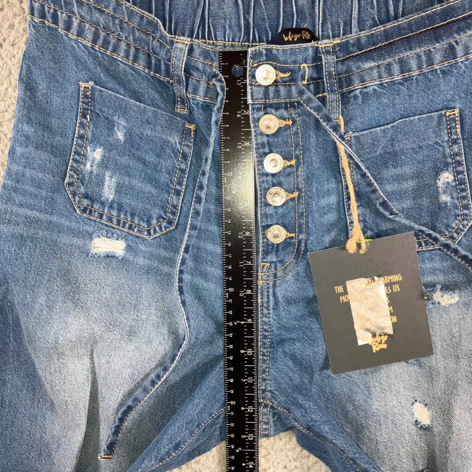 Indigo Reign Jeans Women 13/30 Distressed Y2K Denim Joggers‎ - Image 4