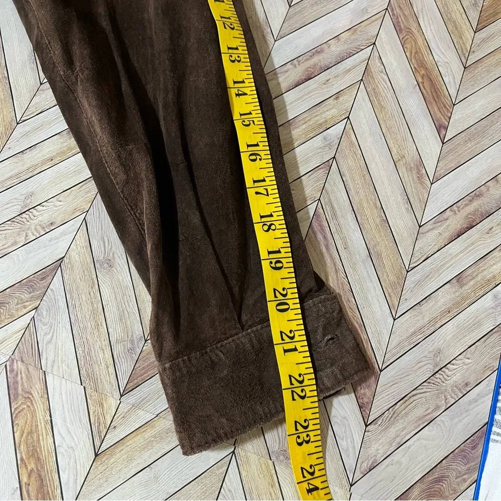 Charter Club Petite Leather Button Front Shacket Dark Brown Western Country - Image 9