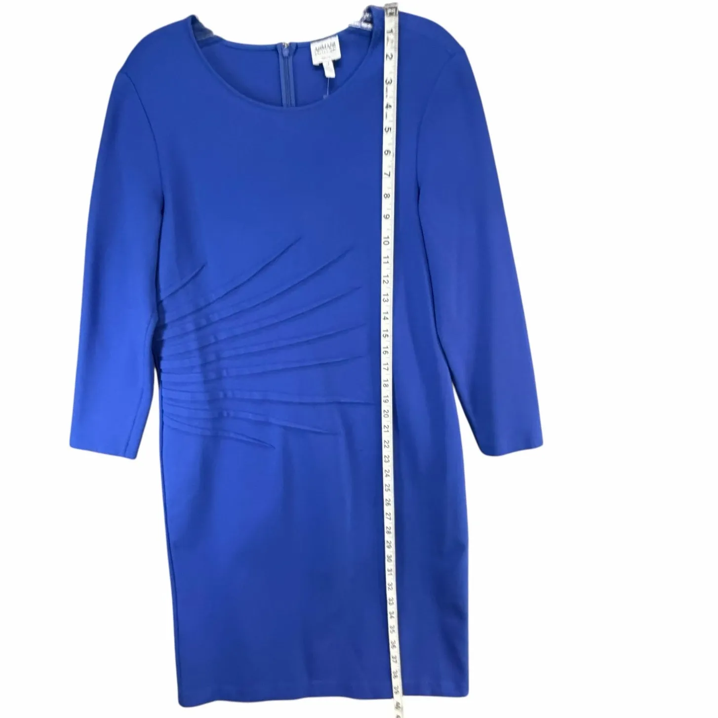 Armani Collezioni Vestito Dress 14 Blue Stretch Fitted Timeless Quiet Luxury - Image 8