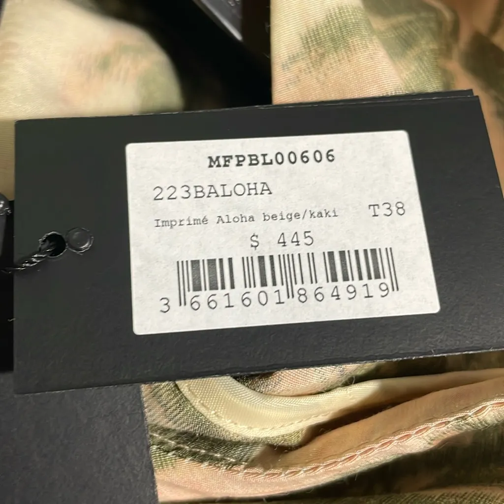 Maje Palm Tree Print Jacket Hooded Zip Front M (Size 10) NWT Elastic Waist - Image 11