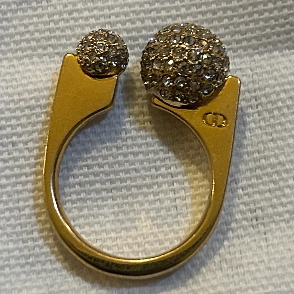 DIOR TRIBALES NEW LOOK RING Gold-Finish Metal and Silver-Tone Crystals size L - Image 11