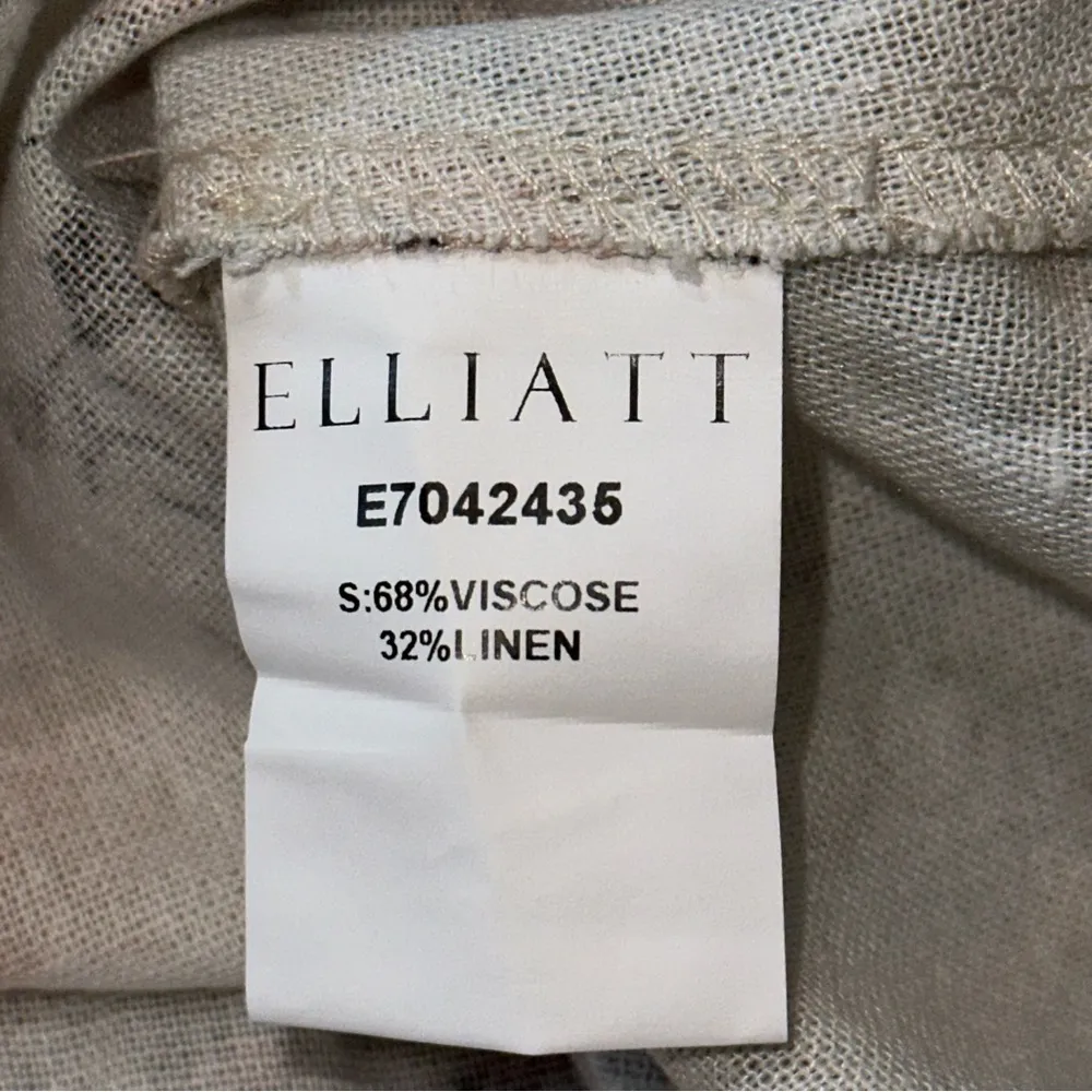 Elliatt Sz L Light Gray Floral Linen Blend Belted Cyprus Puff Sleeve Mini Dress - Image 11