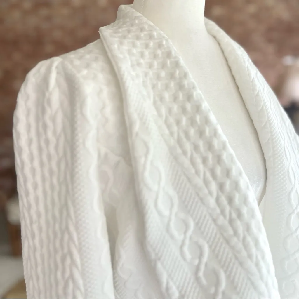 Blazer White Open Front Cable Knit Asymmetrical Hem NWOT M Chic - Image 11