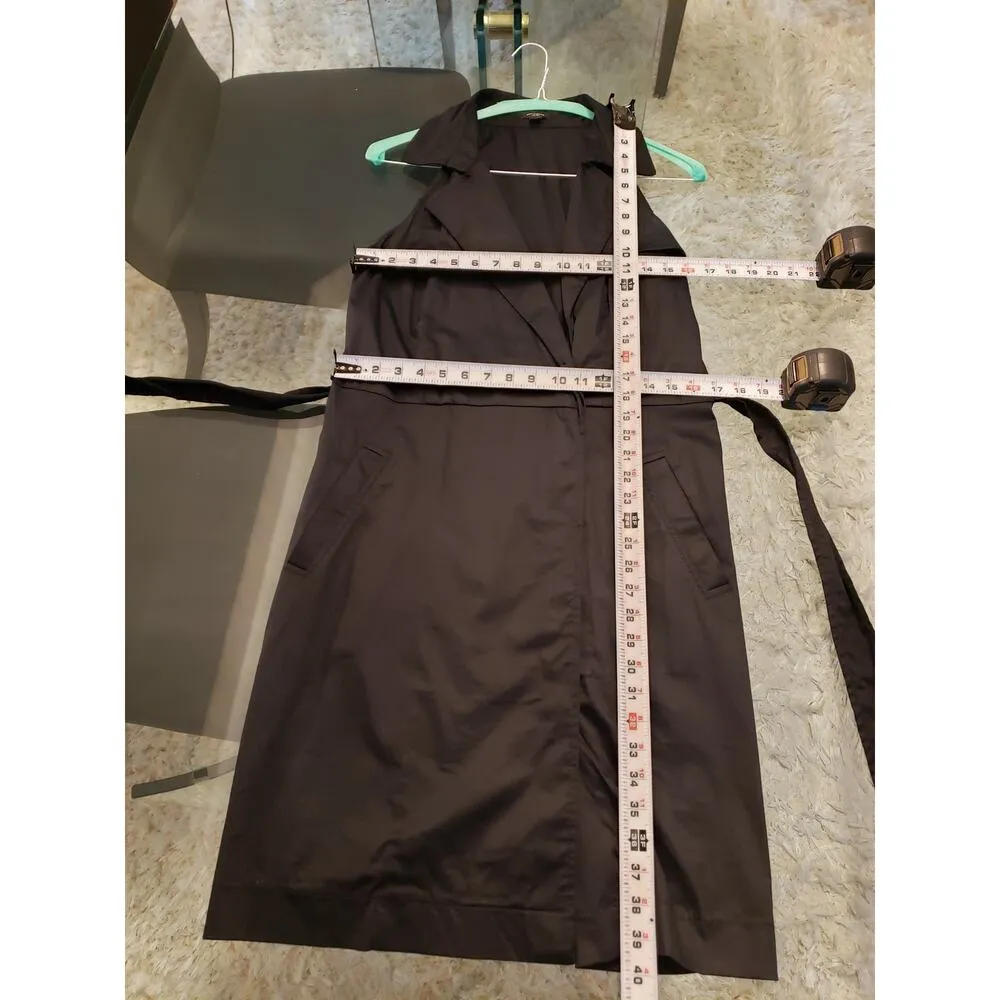 Ann Taylor Jacket Dress Womens 12 Black Stretch Tie Waist Sleeveless Notch Lapel - Image 7