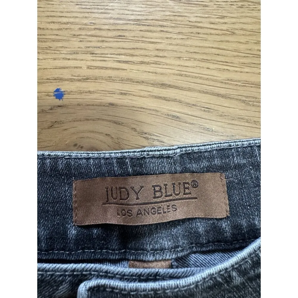 Judy Blue High Rise Tummy Control Skinny Jeans Grey Wash Size 14W Stretch Preppy - Image 4
