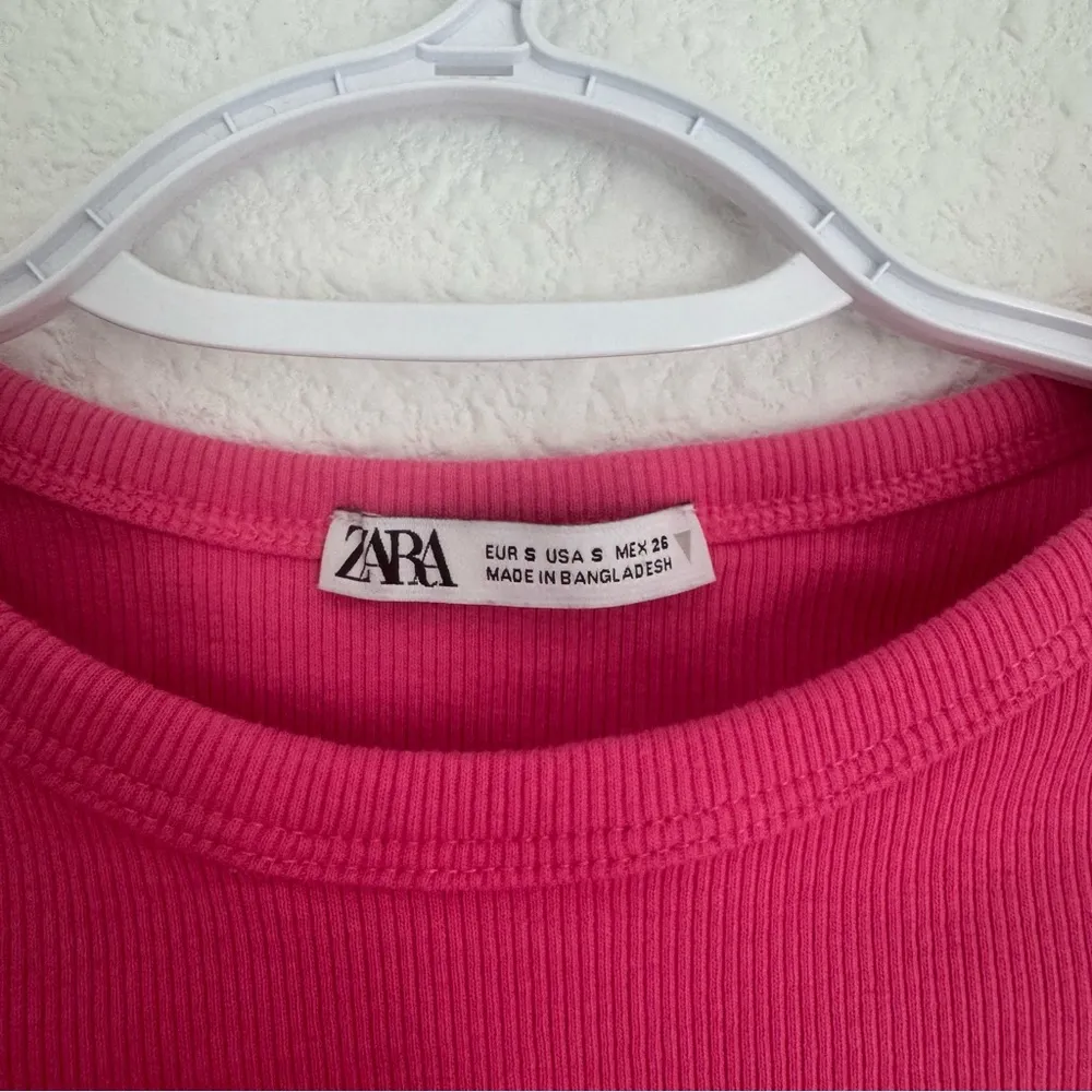 Zara bubblegum pink cropped ribbed basic tank top size S - Image 2