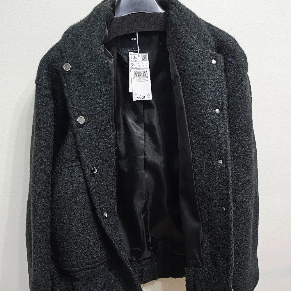 Mango Oversize Bomber Jacket Sugar Women Size XS 57065988 Black - Image 9