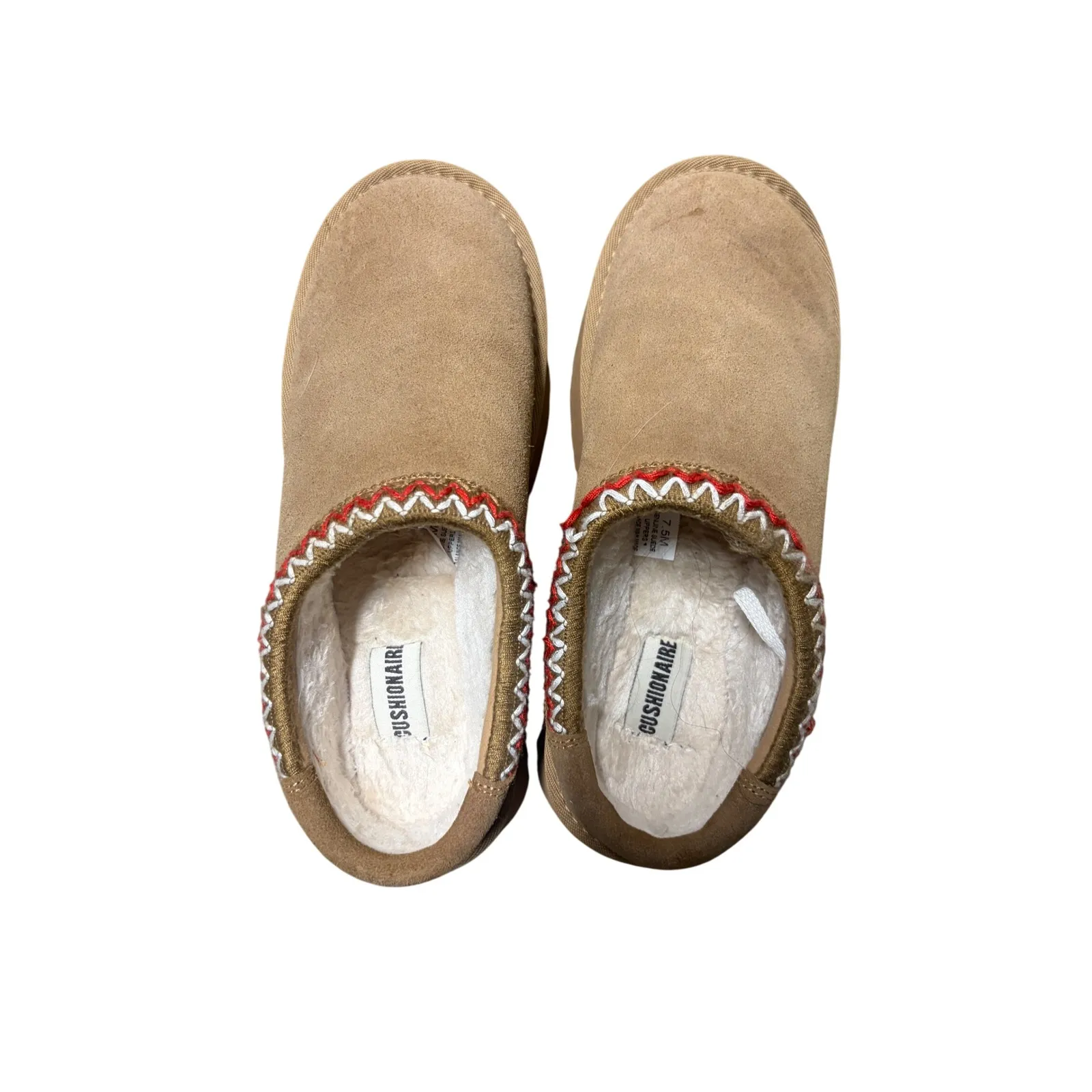 CUSHIONAIRE Kabuki Platform Genuine Suede Fuzzy Mule Slippers  Women Sz 7.5 - Image 2