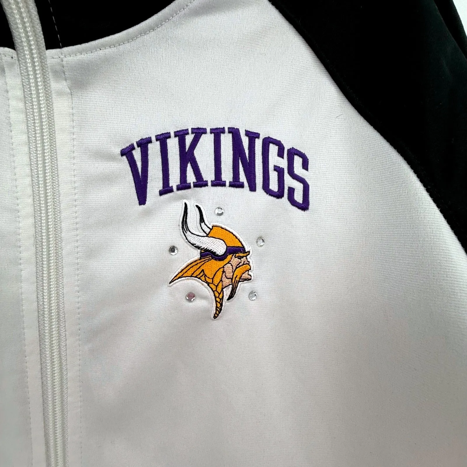 Minnesota Vikings Reebok Womens XL Full Zip Jacket NFL Rhinestone Logo - Image 2