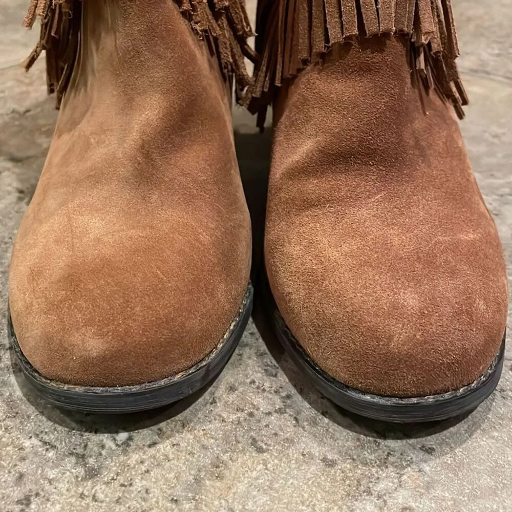 Sbicca Vintage Collection Brown Suede Leather Fringed Ankle Boots Womens Size 7 - Image 12