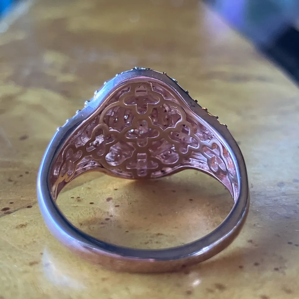 Natural Champagne Diamond Sterling Silver Ring Size 10 - Image 5