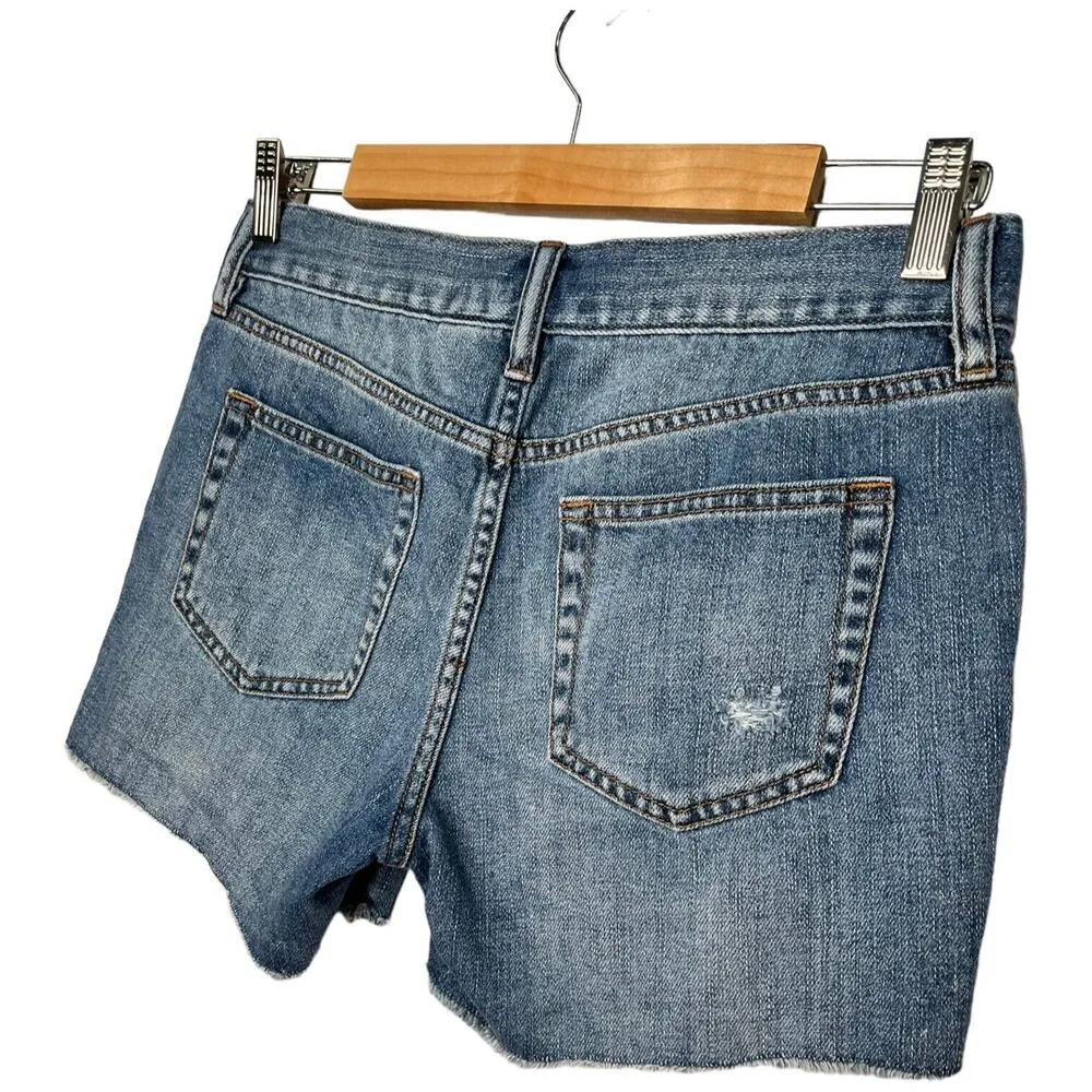 J Crew Shorts Womens 26 Cut Off Raw Hem Wiskerking Boho Denim Jean Blue - Image 7