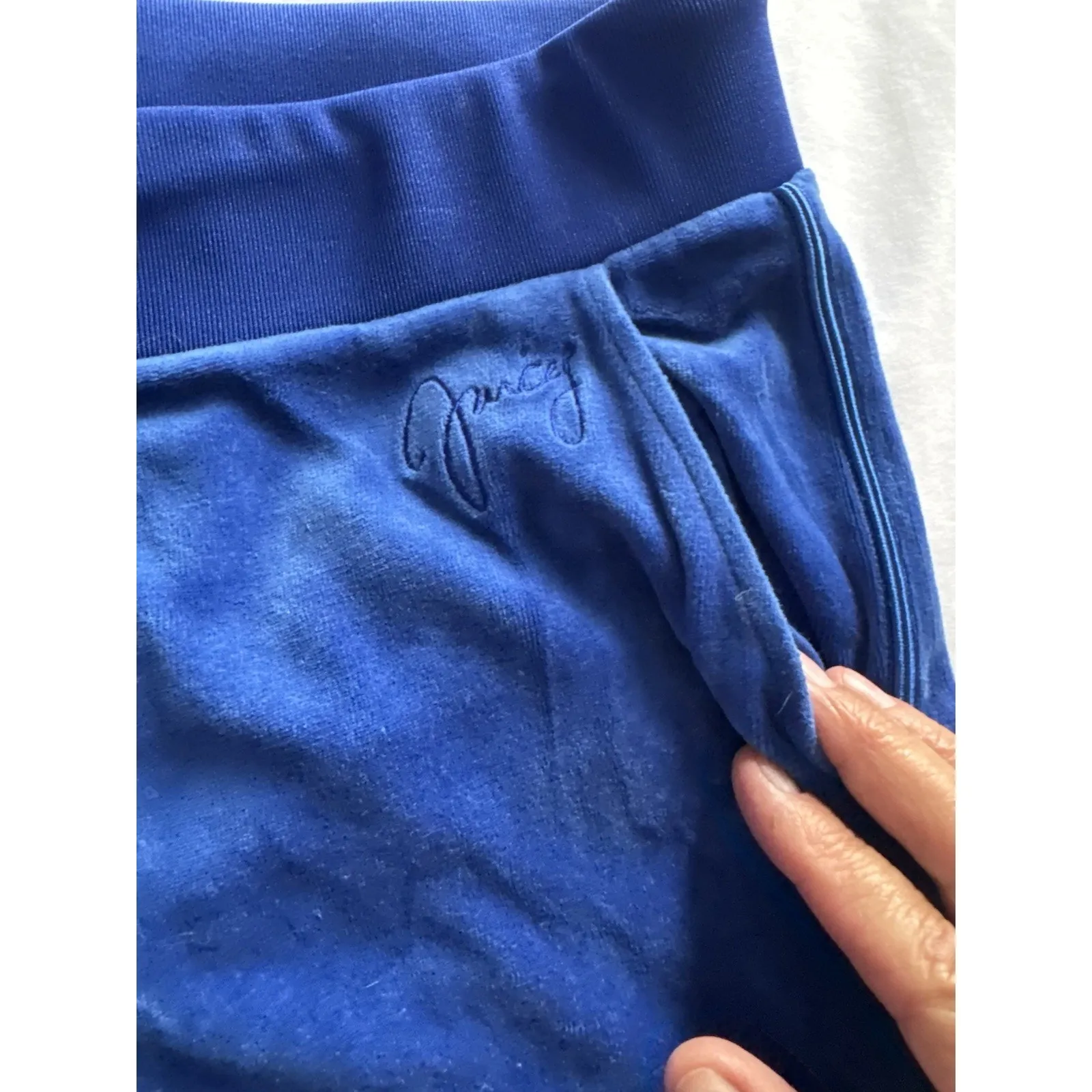 Juicy Couture Velour Pants Jogger Royal Blue Women's Large Y2k Athleisure Sport - Image 4