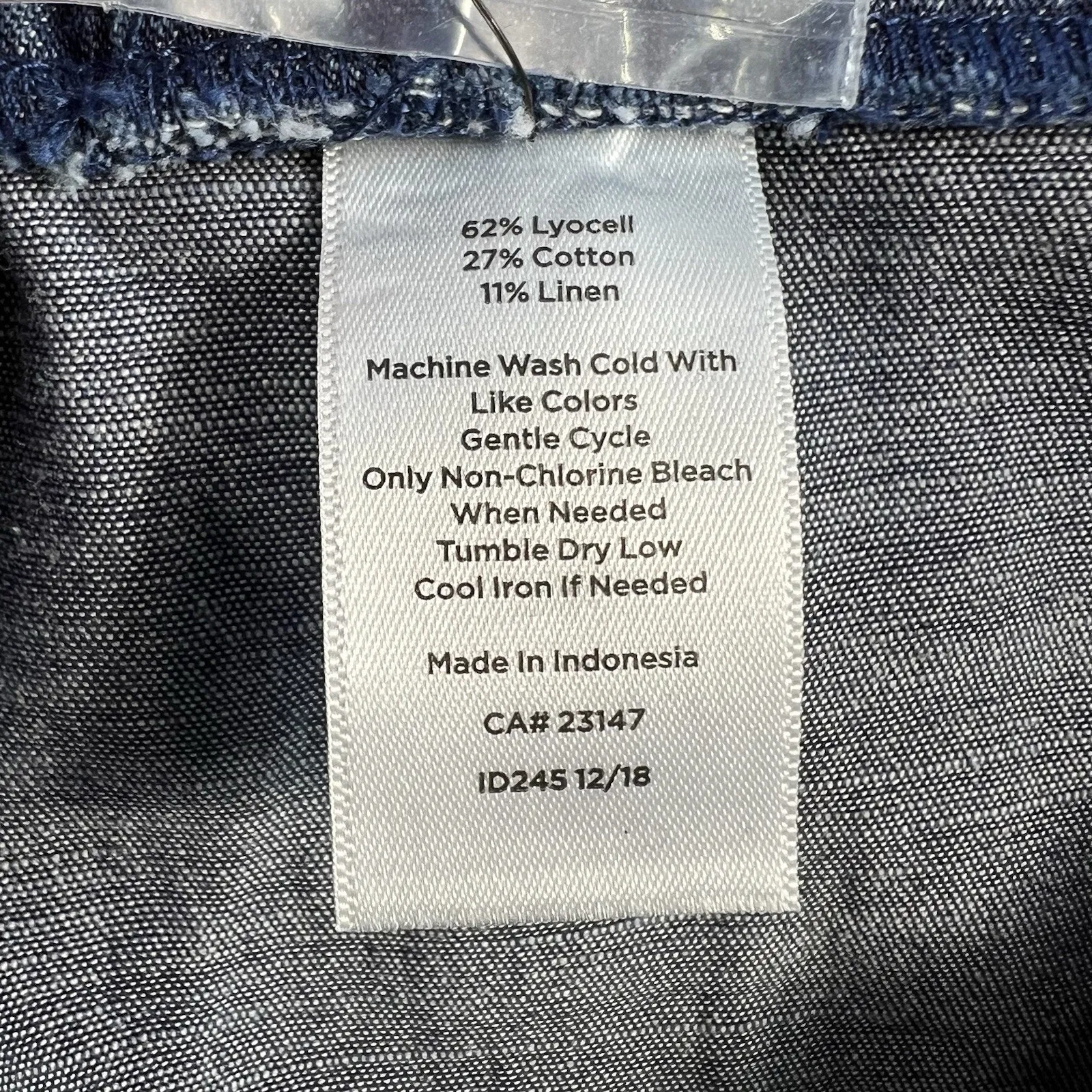 Talbots Sz 4 Drawstring Cuffed Pants Tencel Linen Relaxed Cropped Chambray Blue - Image 8