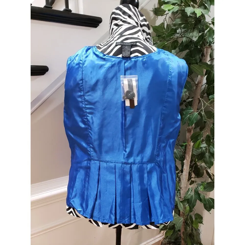 Grace Elements Women's Black White Zebra Print Double Breasted Trench Jacket M - Image 10