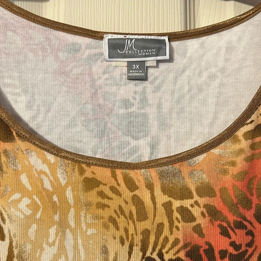 NWT JM Collection Leopard Print 3/4 Sleeve Shirt 3X - Image 2