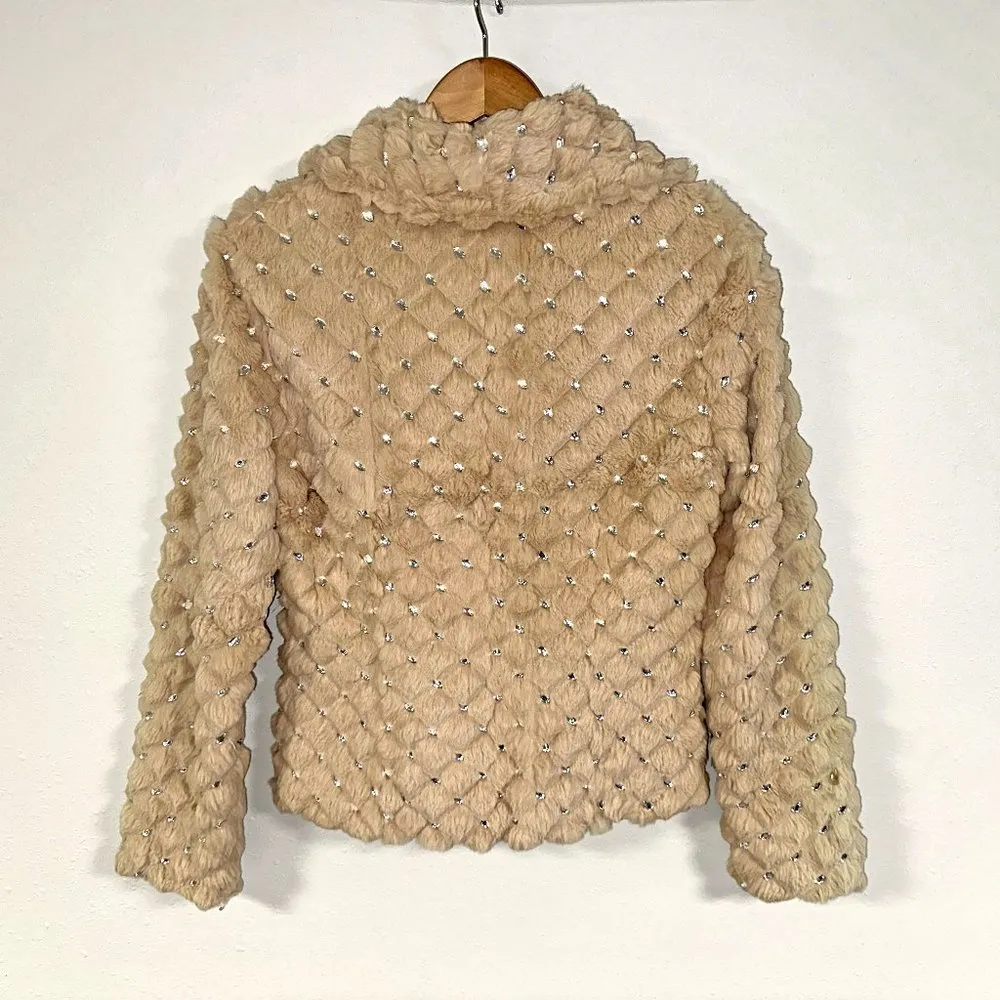 *RARE* Bebe Rhinestone Rabbit Fur Coat - Image 6