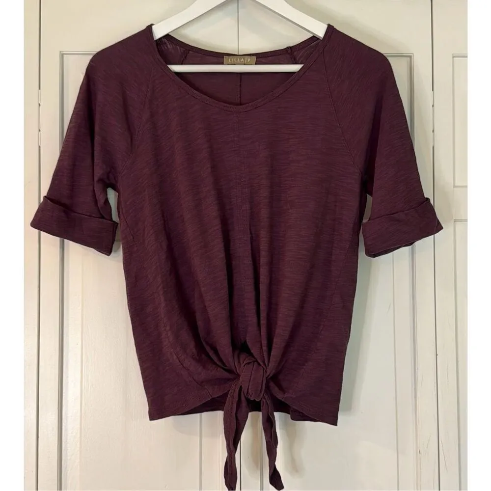 Lilla P purple cotton short sleeve tie detail shirt Small Purple - Image 2