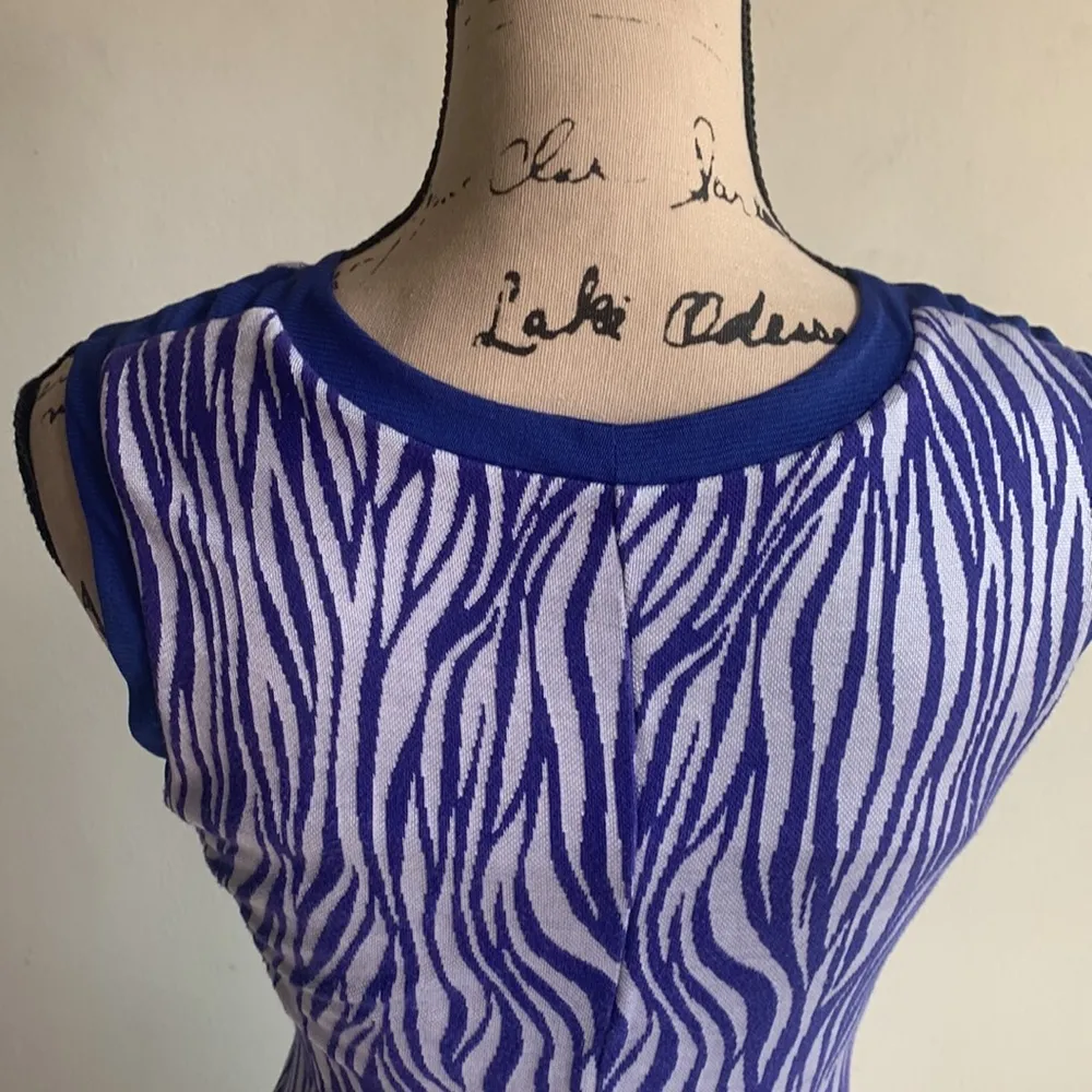 REISS Nineteen Seventy-One Sleeveless Zebra Print Purple Sheath Dress Sz 6 - Image 11