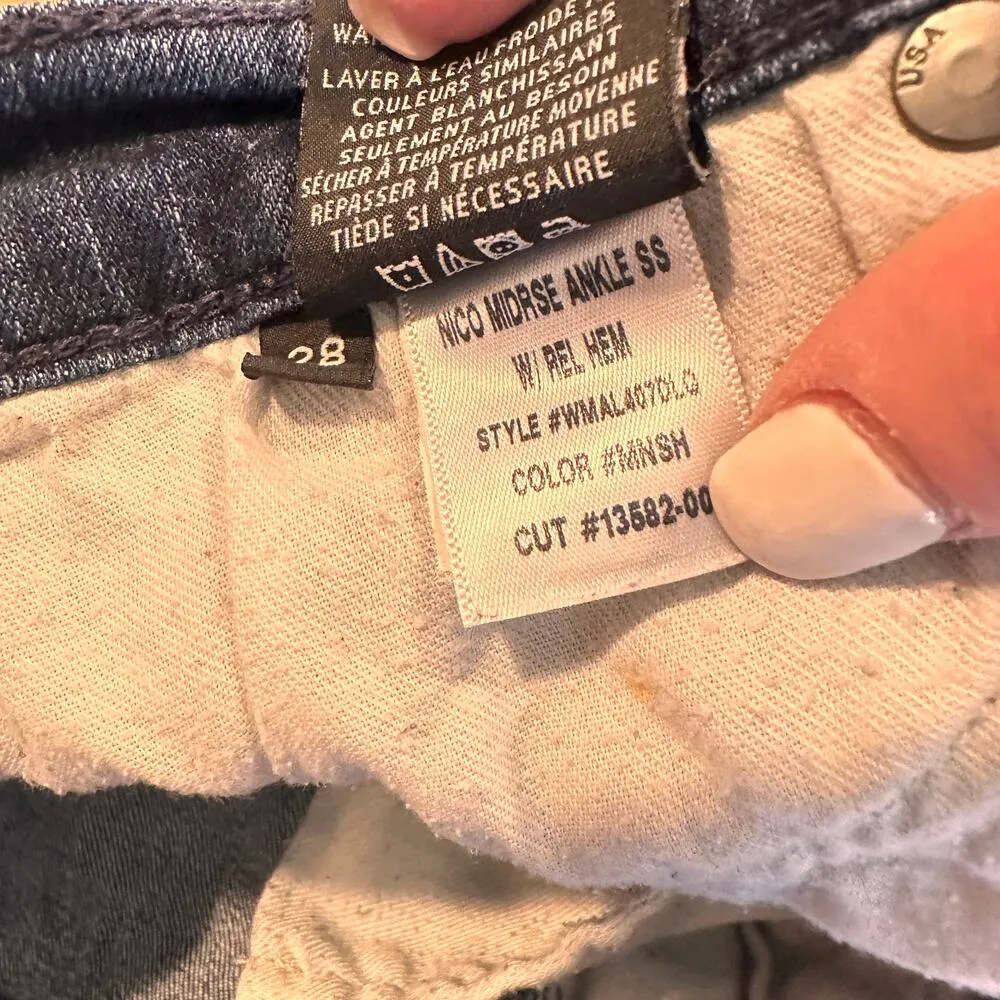 Hudson Women's Blue Nico Midrise Ankle Frayed Hem Jeans Size 28 - Image 8