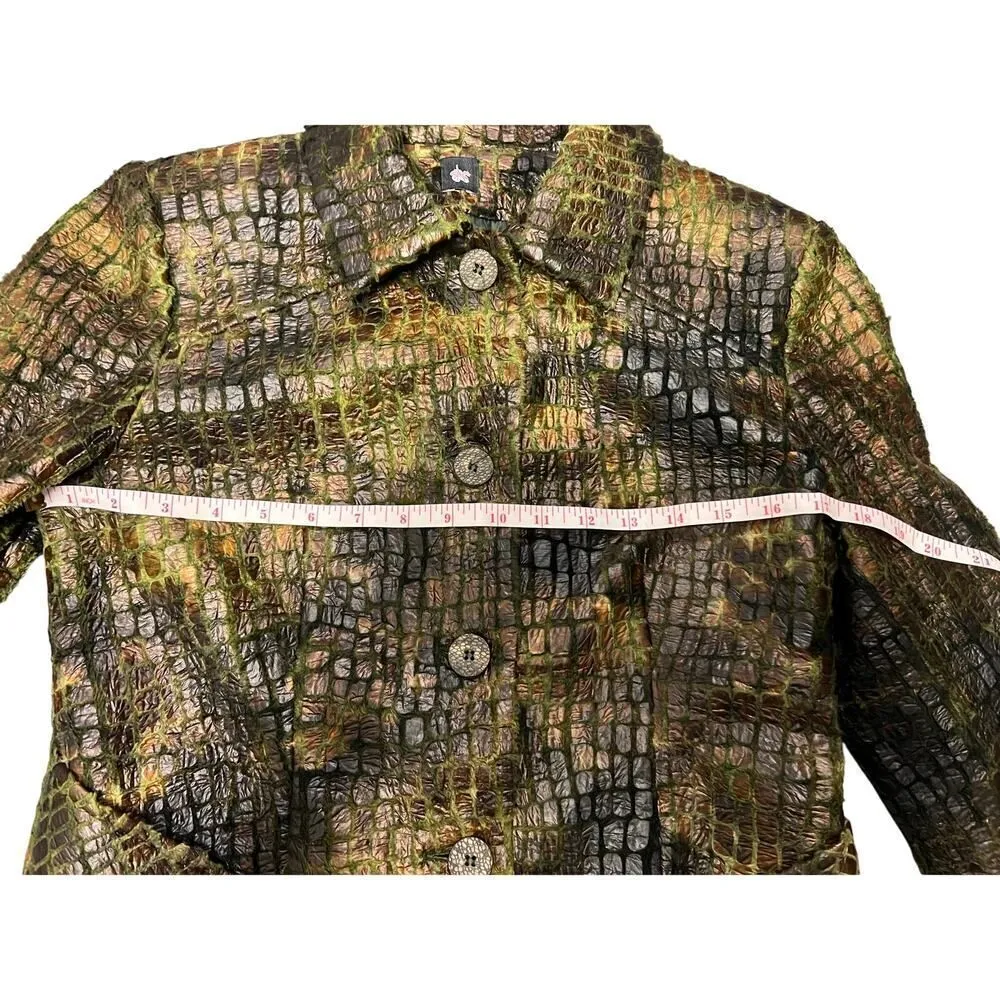 Vegan Faux Snake Skin Coat Jacket Size M - Image 5