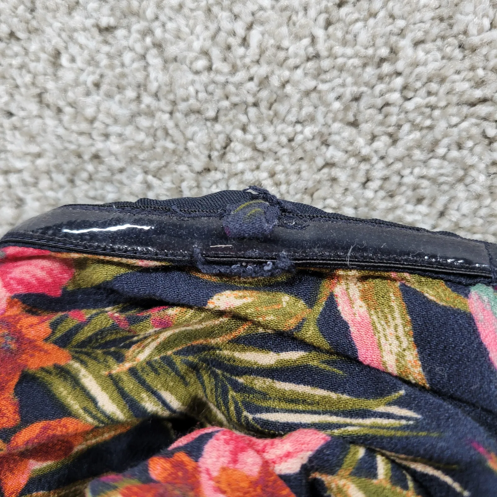 American‎ Eagle Strapless Jumpsuit Womens Med Tie Front Tropical Floral Wide Leg Black - Image 15