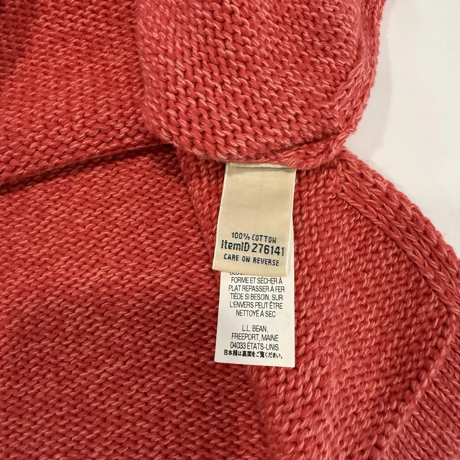 Vintage LL Bean Coral Marled Chunky Cotton Notch Neck Pullover Sweater XL PETITE Size undefined - Image 10