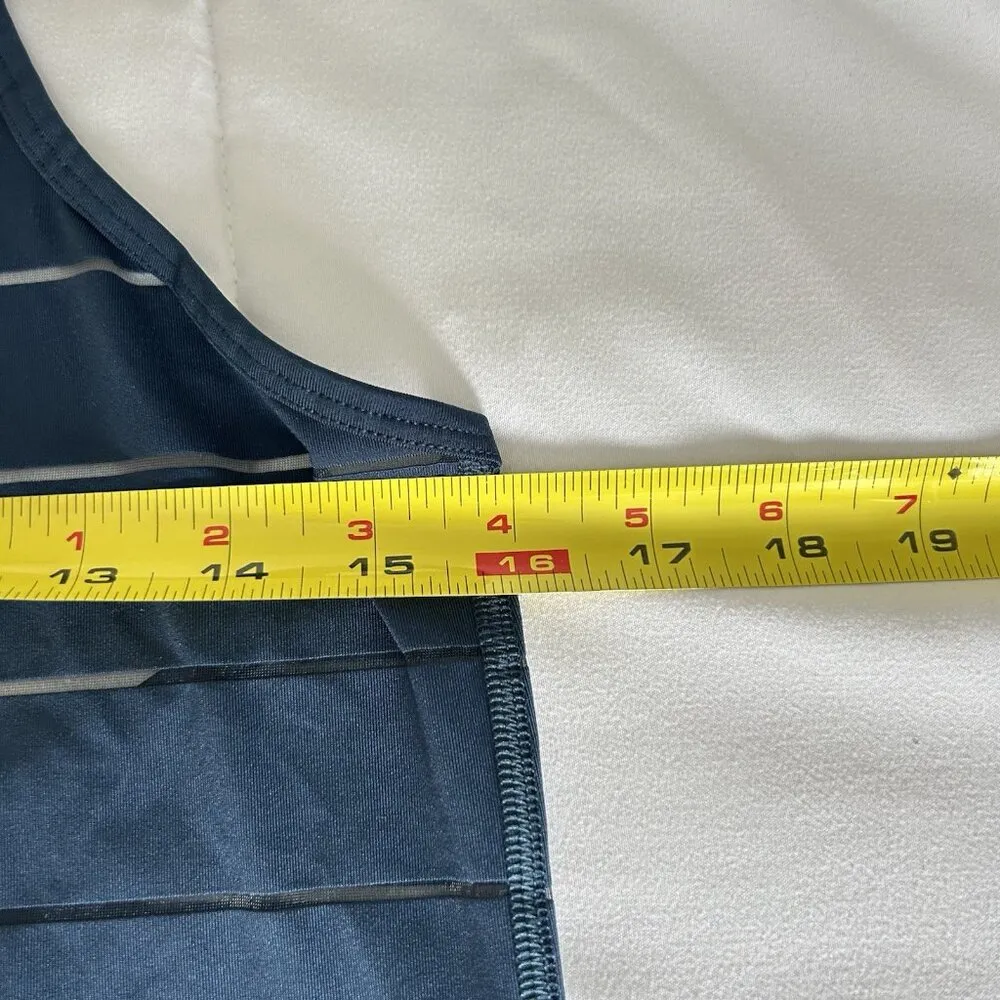 Athleta Womens Small S Tank Top Racerback Blue Striped Sleeveless Round Neck - Image 4