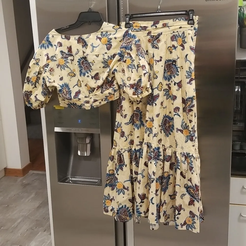 💕A.L.C.💕 Rylan Printed Puff Sleeve Top & Lucie Floral Maxi Skirt  ~ Apricot 2 - Image 14