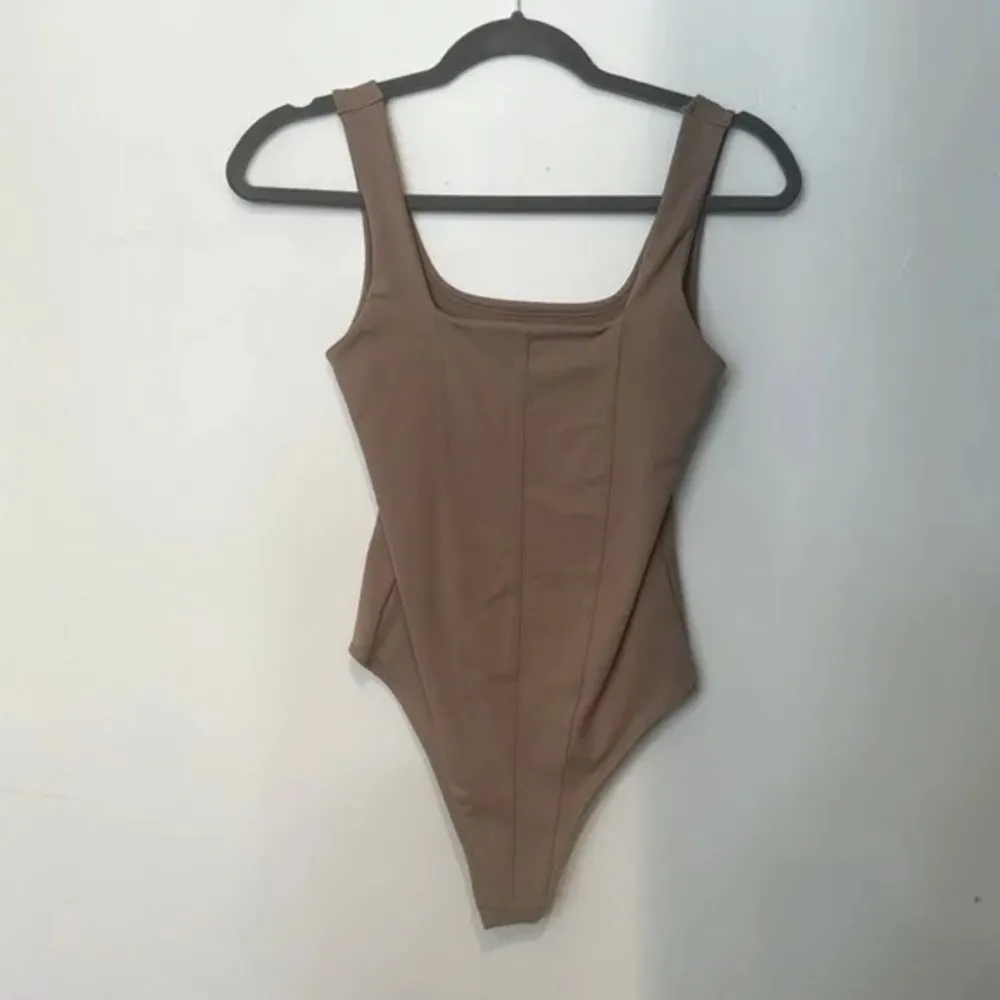 Abercrombie corset bodysuit square neck nude beige sleeveless thong seamless - Image 8