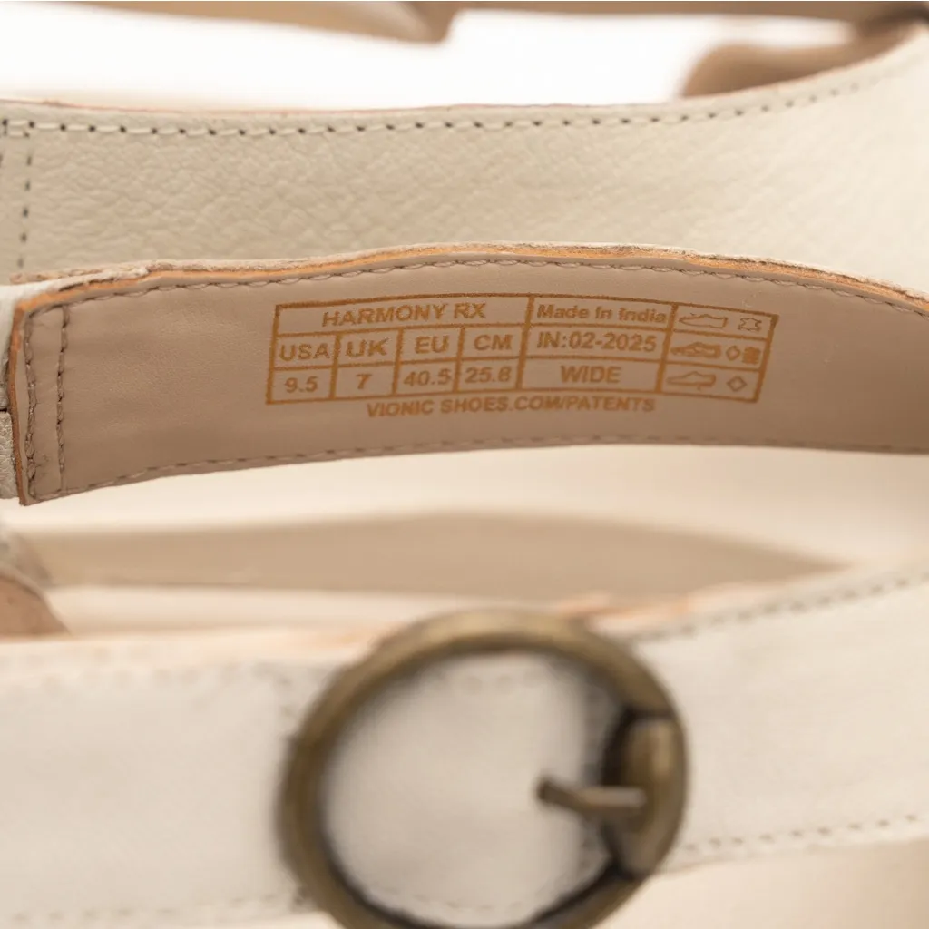 Vionic -  Harmony RX Cream Leather Comfort Sandals Size 9.5 Wide - Image 7