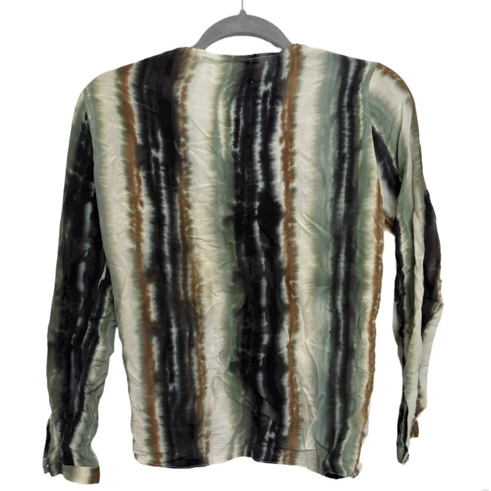 Artelier Nicole Miller Water Color Wrap Top Silk Water Color Print Size S - Image 4