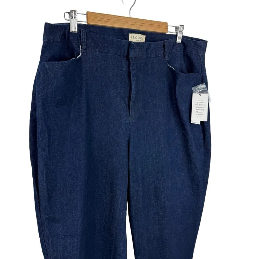 Eloquii Regular Fit Denim Kady Pant Dark Blue Wash Cotton Plus Size 16V - Image 6