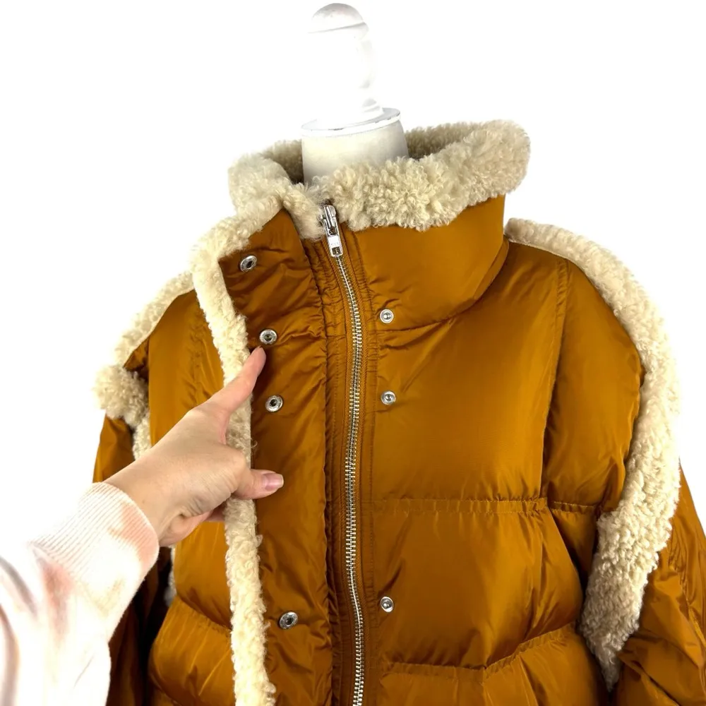 STAND STUDIO Dorothy Coat Down Jacket Caramel/Natural White Size 44 USA 12 Tan - Image 4
