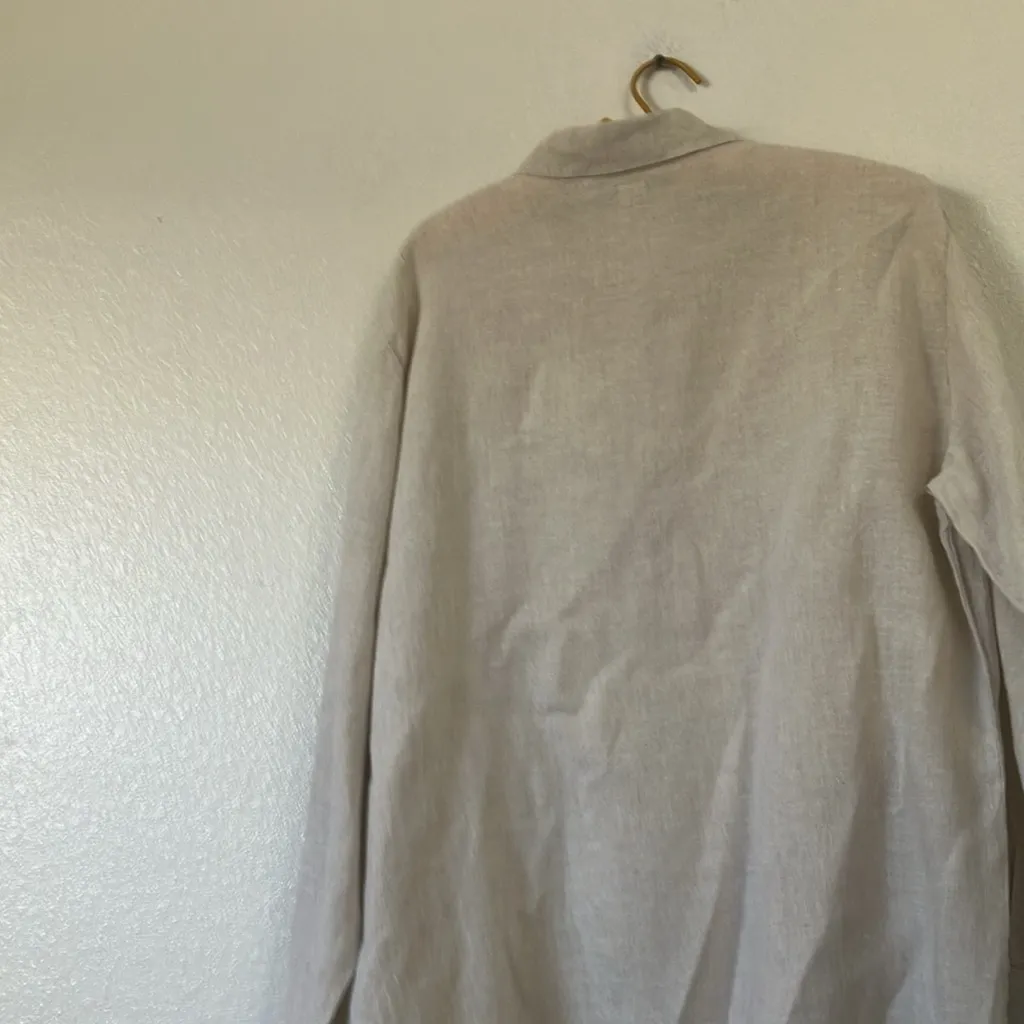 FINAL MARKDOWN Beige Button-Up Chicos linen shacket 3 xl - Image 3