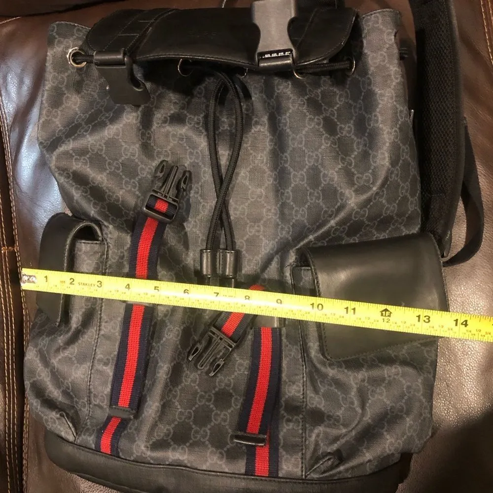 GUCCI GG SUPREME Monogram Backpack Gently Padded Interior AUTHENTIC - Image 16