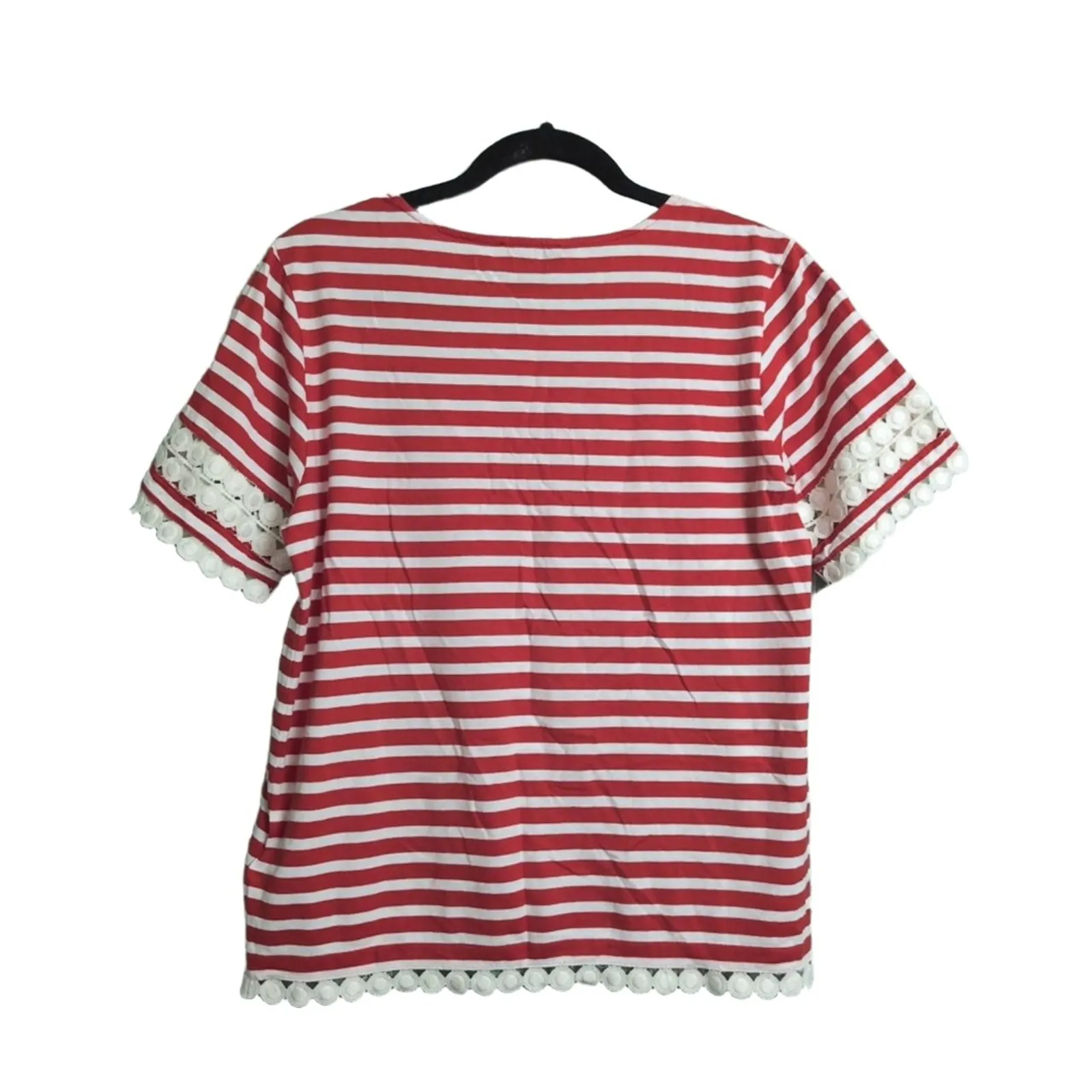 J. CREW Red White Striped Trim Short Sleeve Casual T Shirt Size 4 - Image 5