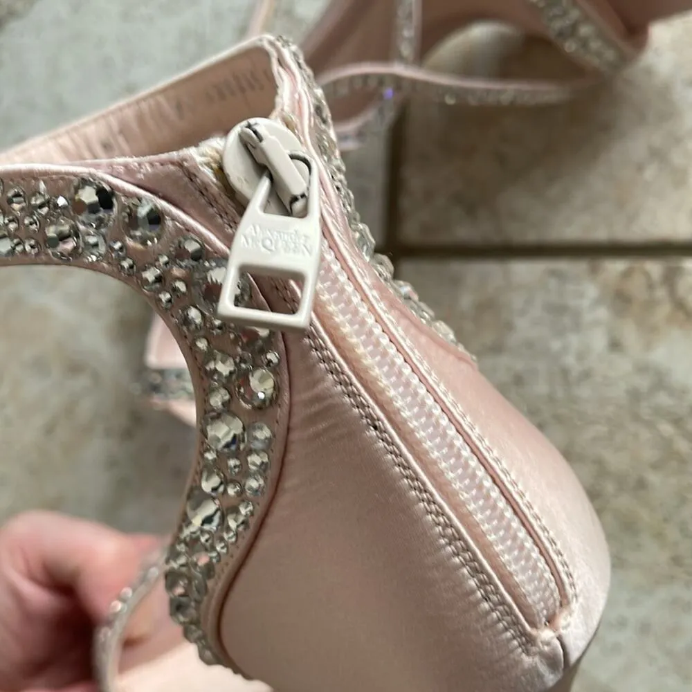 Alexander Mcqueen Crystal-embellished Satin High-heel Sandals In Sugar Pink - Image 10