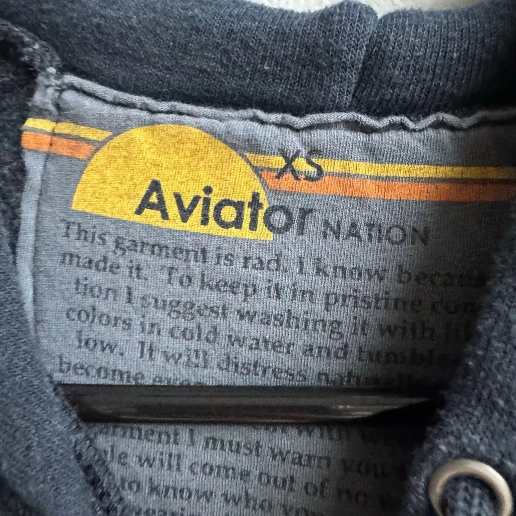 Aviator Nation Navy Blue Full Zip Up Quilted Moto Hoodie Women’s Size XS - Image 5