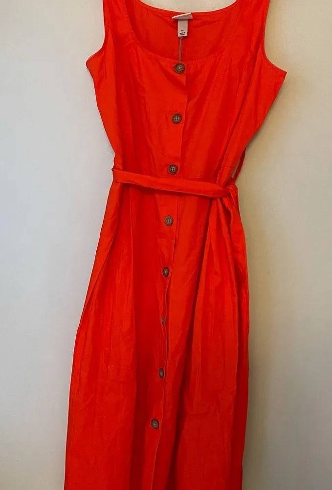 NWOT A New Day Orange Cotton Midi Sundress sz 10 - Image 6