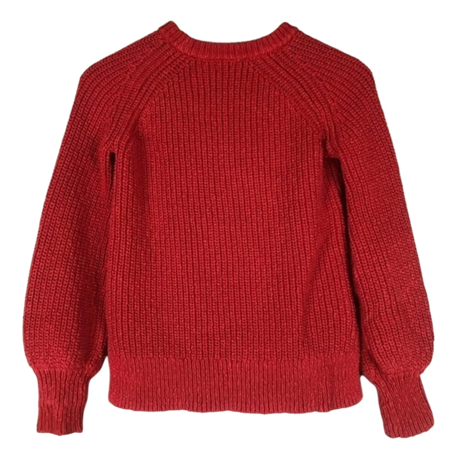 Madewell Balloon Sleeve Sweater Womens XXS Cozy Red 100% Cotton Knit Preppy - Image 4